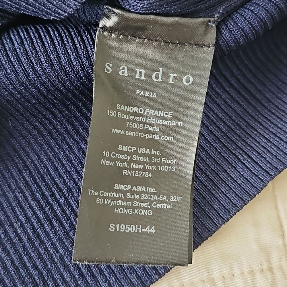 Sandro Womens Navy Cutout Knit Sweater Half Zip - Picture 5 of 6